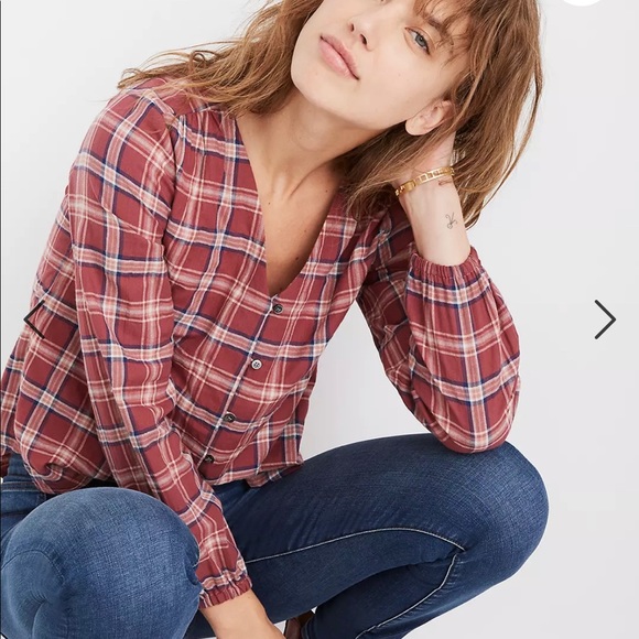 Madewell Tops - Madewell V-Neck ButtonDown Stratfield Plaid Medium